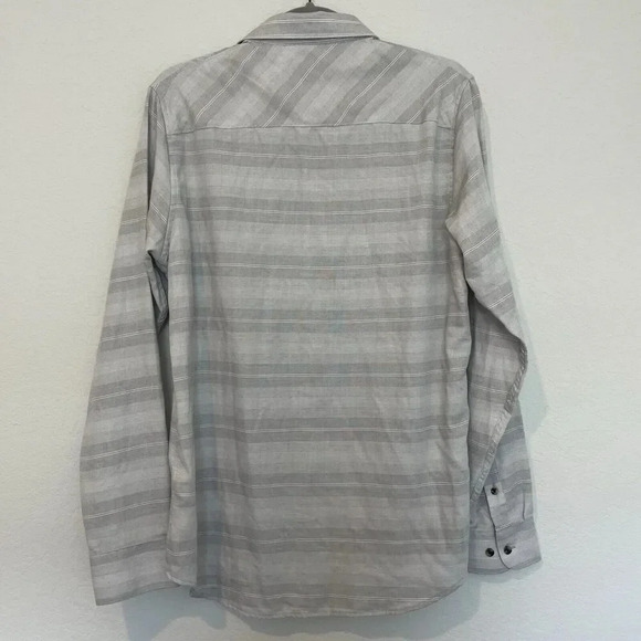 Travis Mathew Shirt Mens Medium Long Sleeve Gray Striped Button Up - Picture 9 of 10